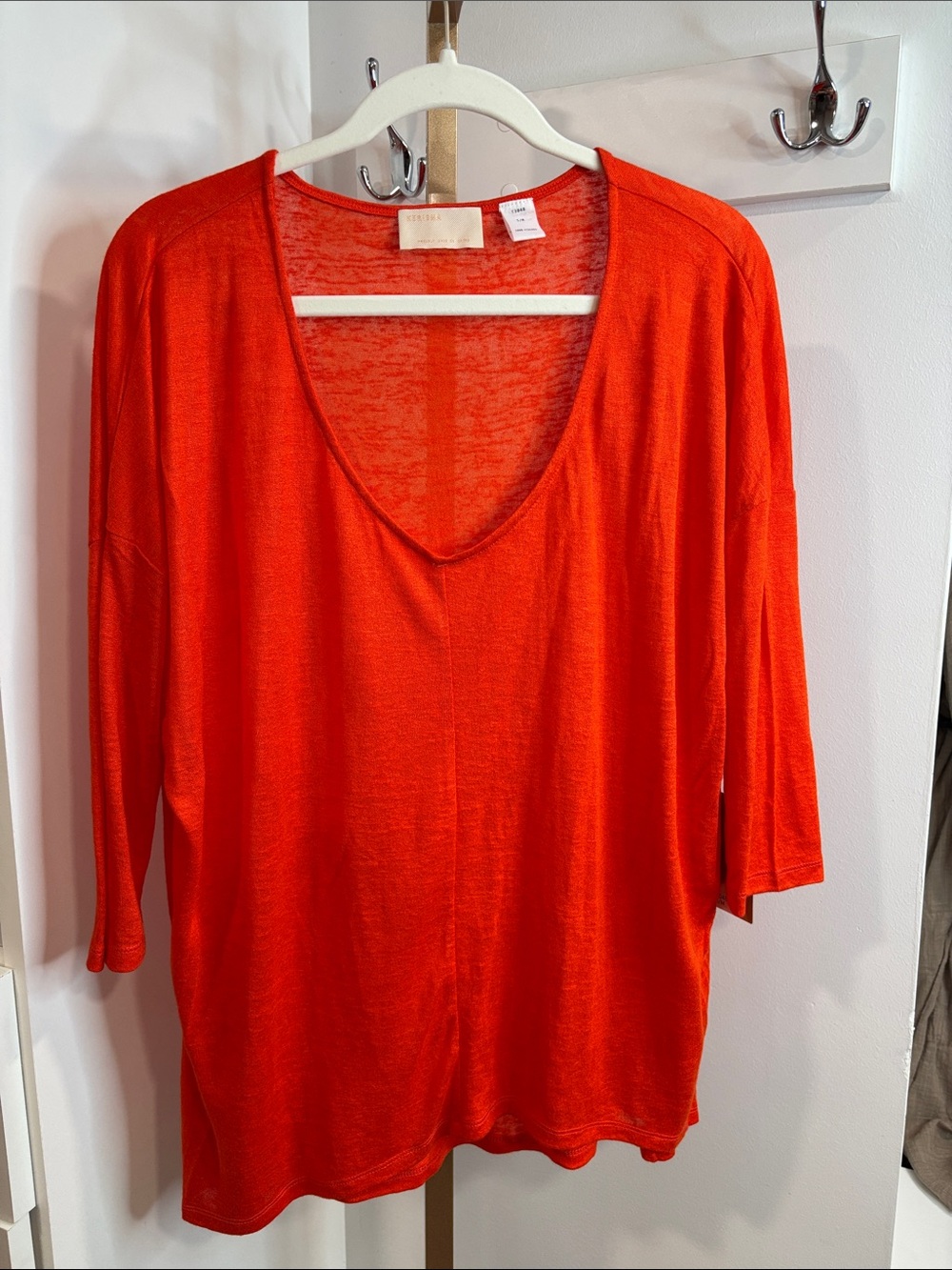 Kerisma Bright Orange V-Neck Lightweight Women's Top